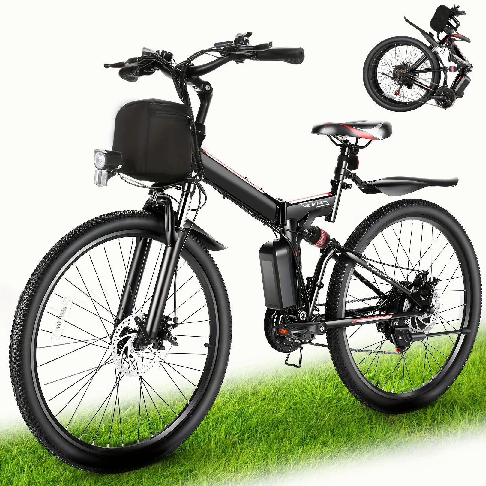 26" Folding Electric Bike With Removable Battery