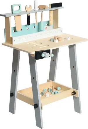 278 30 Children's Wooden Workbench with Tools and Accessories, Tool Bench, Colourful, Large
