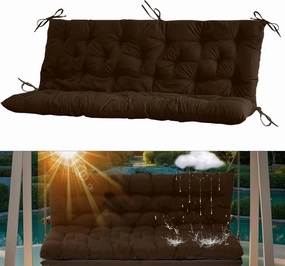 2-3 Seat Swing Replacement Cushion, Outdoor Bench Cushions with Backrest Thicken 4", Patio Furniture Garden Porch Loveseat Glider Pad Anti-Fading Waterproof (Brown, 40x60in)