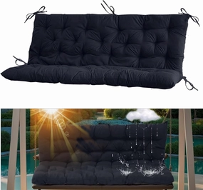 2-3 Seat Swing Replacement Cushion, Outdoor Bench Cushions with Backrest Thicken 4", Patio Furniture Garden Porch Loveseat Glider Pad Anti-Fading Waterproof (Navy Blue, 40x60in)