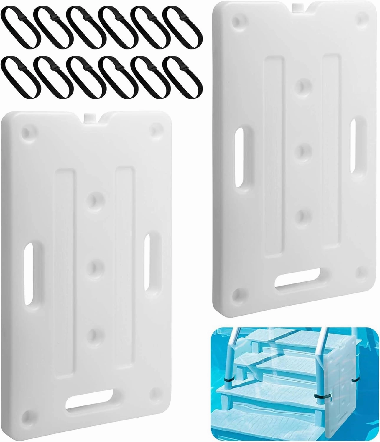 2 Pack Swimming Pool Ladder Weight, Sturdy Pool Step Weights, Removable Pool Stair Weight Container for Under Ground Easy Filling Water and Sand Safe Entry