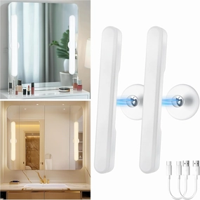 2 Pcs Wireless Vanity Makeup Lights for Mirror, Rechargeable LED Stick On Light Bar for Bathroom Mirror with 3 Color Temp&Adjustable Brightness, Long Battery Life Cordless Light for Vanity Desk
