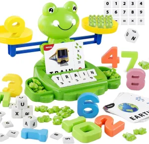3 in 1 Frog Balance Scale Games, Preschool Learning Activities, Math and Alphabet Learning Toddler Games, Math Manipulatives for Classroom, Montessori Educational Toys for 4 5 6 7 8 Year Old