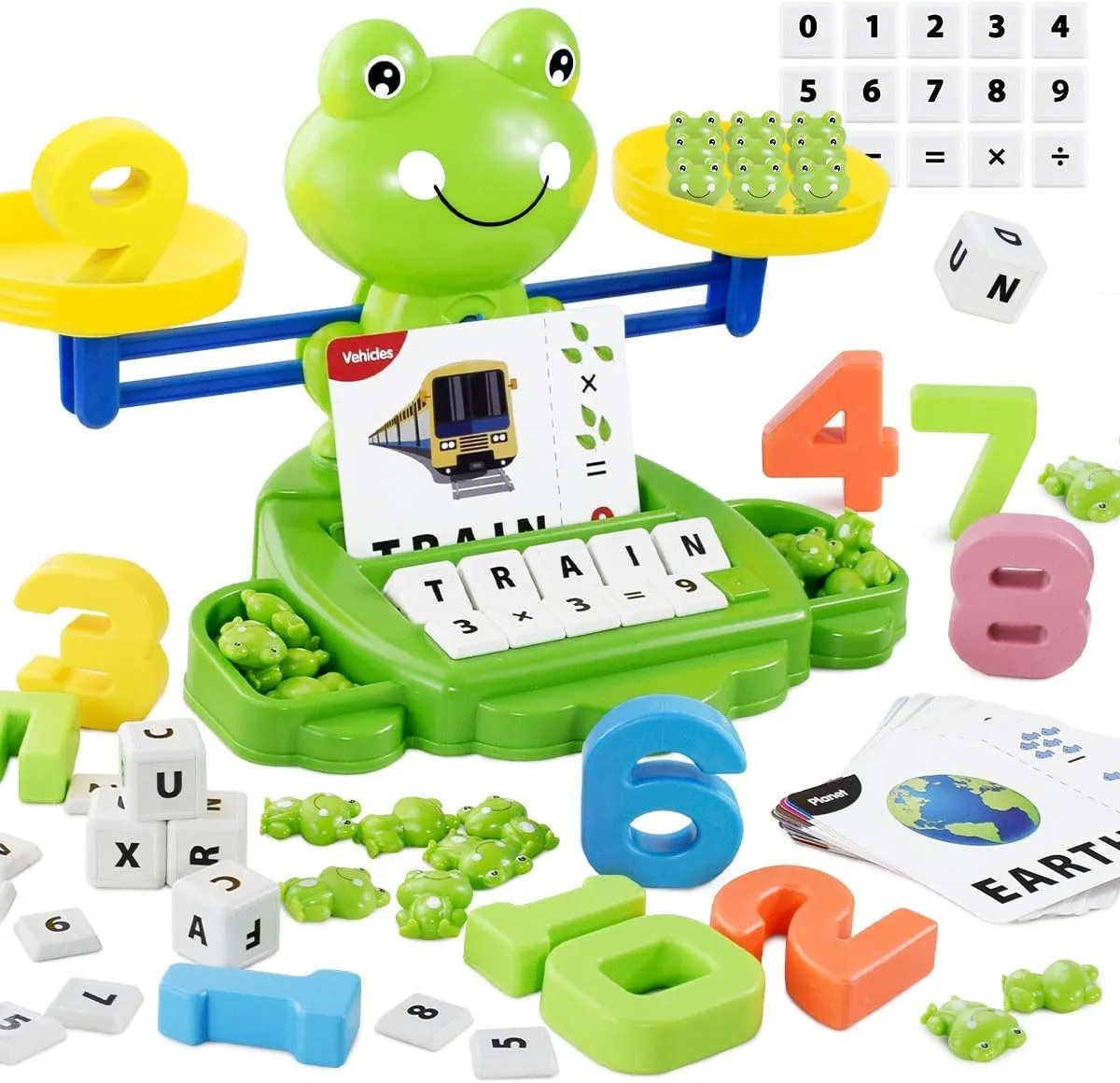 3 in 1 Frog Balance Scale Games, Preschool Learning Activities, Math and Alphabet Learning Toddler Games, Math Manipulatives for Classroom, Montessori Educational Toys for 4 5 6 7 8 Year Old
