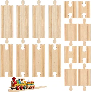 32 Pcs Straight Wooden Train Track Connectors Bulk Train Track Adapters Male Female Train Track Hardwood Expansion for Trains Railway Accessories Table Activities Games