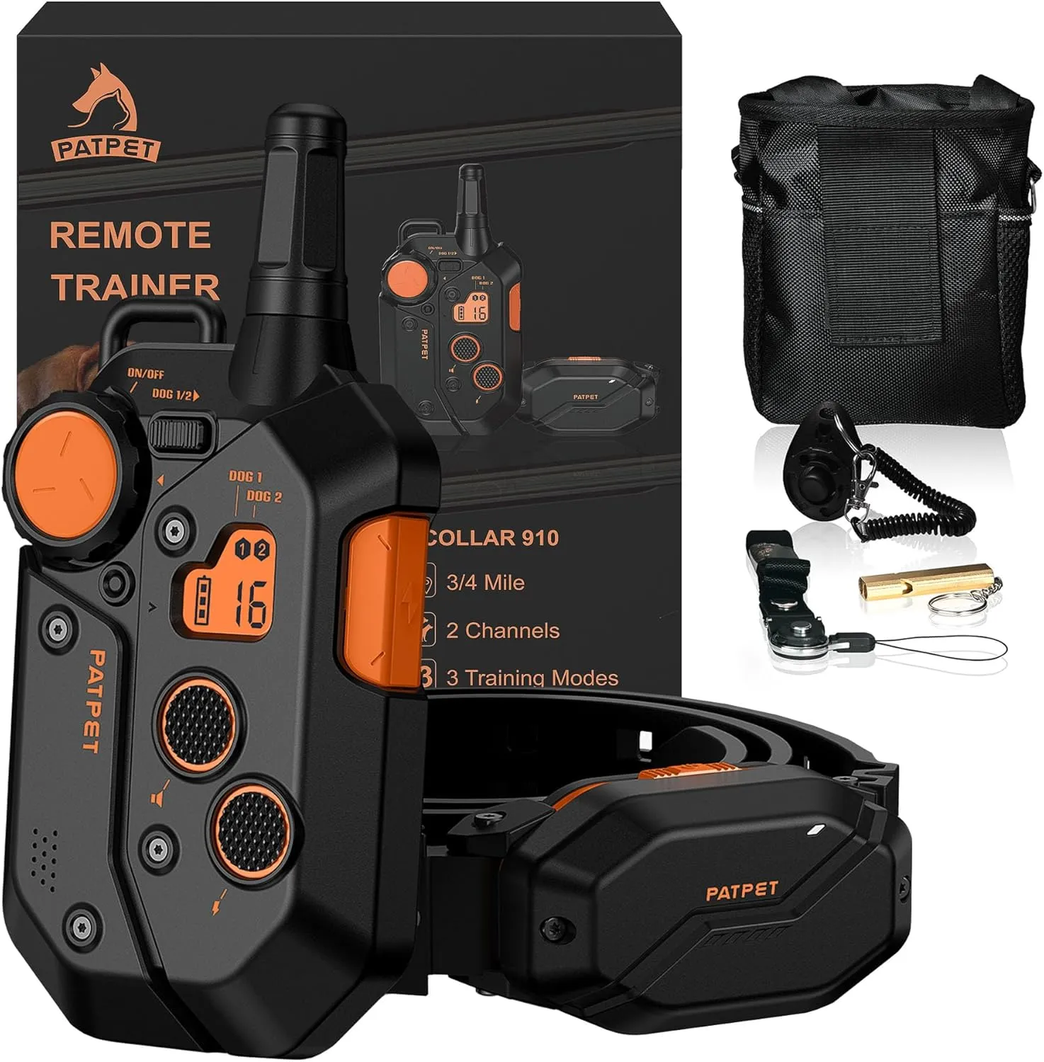 3/4 Mile Range Dog Shock E Collar, Dog Training Collar with Remote(15-150lbs) -Shock Collar for Large Dog