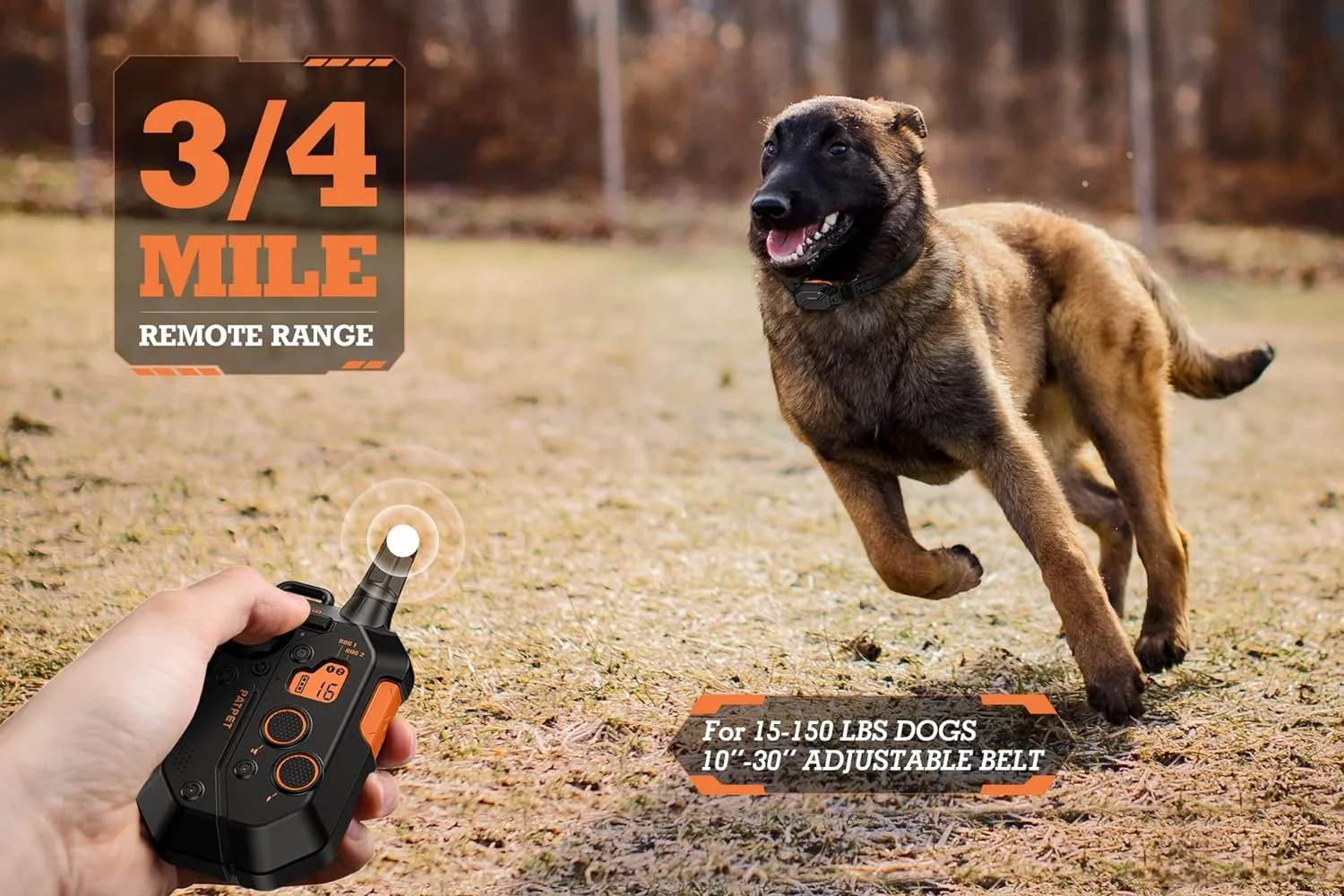 3/4 Mile Range Dog Shock E Collar, Dog Training Collar with Remote(15-150lbs) -Shock Collar for Large Dog
