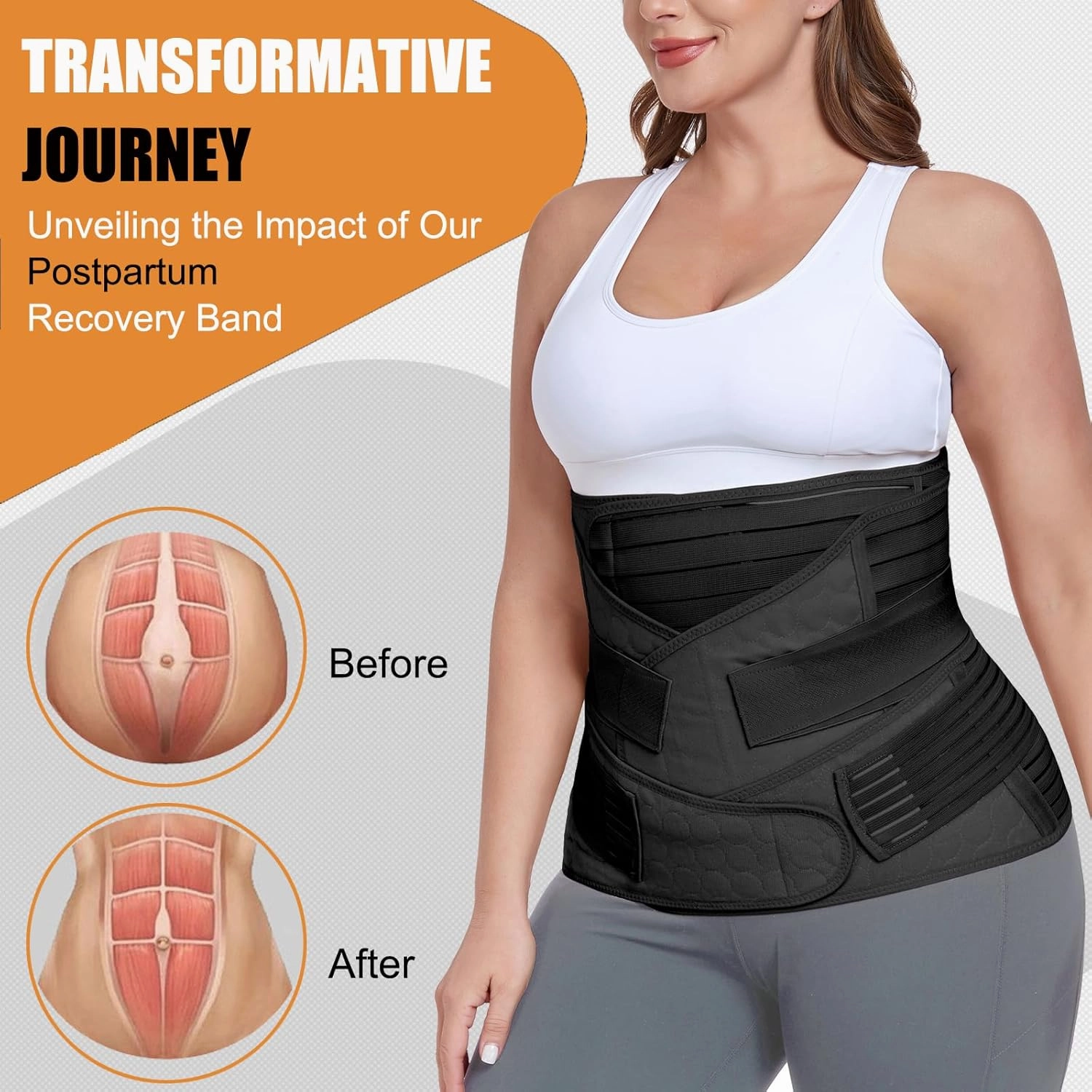 3 in 1 Postpartum Belly Support Recovery Wrap - Postpartum Belly Band - Postpartum Essentials Post Partum Waist Binder, Post Surgery Abdominal Binder Shapewear (Black, S/M)