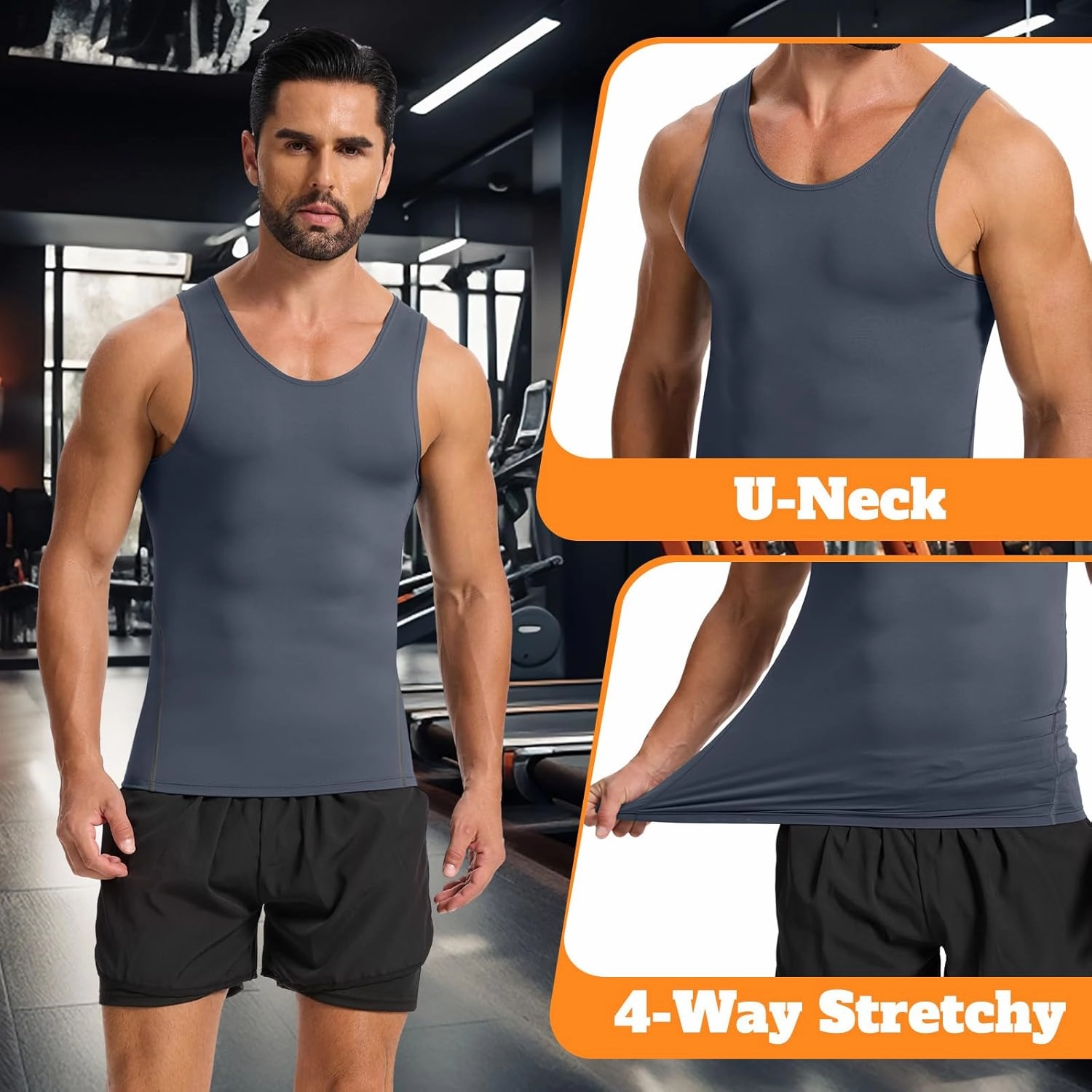 3 Pack Compression Dry Fit Tank Top Men, Shapewear Shirt Sleeveless Men Slimming Muscle Undershirt for Gym