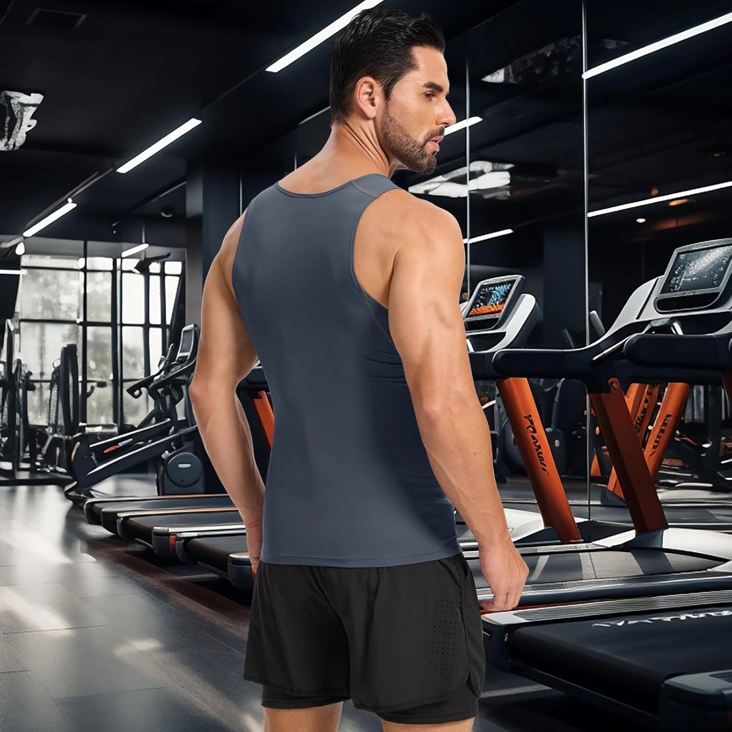 3 Pack Compression Dry Fit Tank Top Men, Shapewear Shirt Sleeveless Men Slimming Muscle Undershirt for Gym