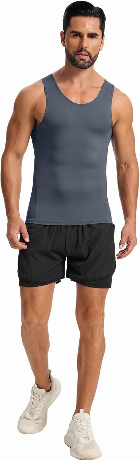 3 Pack Compression Dry Fit Tank Top Men, Shapewear Shirt Sleeveless Men Slimming Muscle Undershirt for Gym