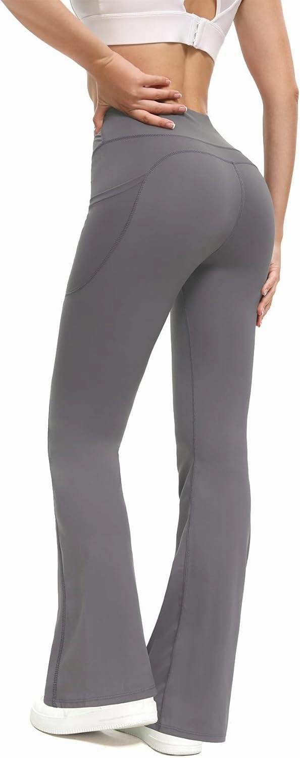 3 Packs Women's Flare Leggings with Pockets, Soft High Waisted Tummy Control Bootcut Workout Yoga Pants