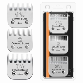 3 Pcs Professional Detachable Replacement Ceramic Blades set,compatible with Andis AGC,BDC,BGC,MBG Series,oster Classic 76/Star-Teq/Power-Teq Clippers，Cut Length 3/8-Inch 5/32-Inch 1/4-Inch