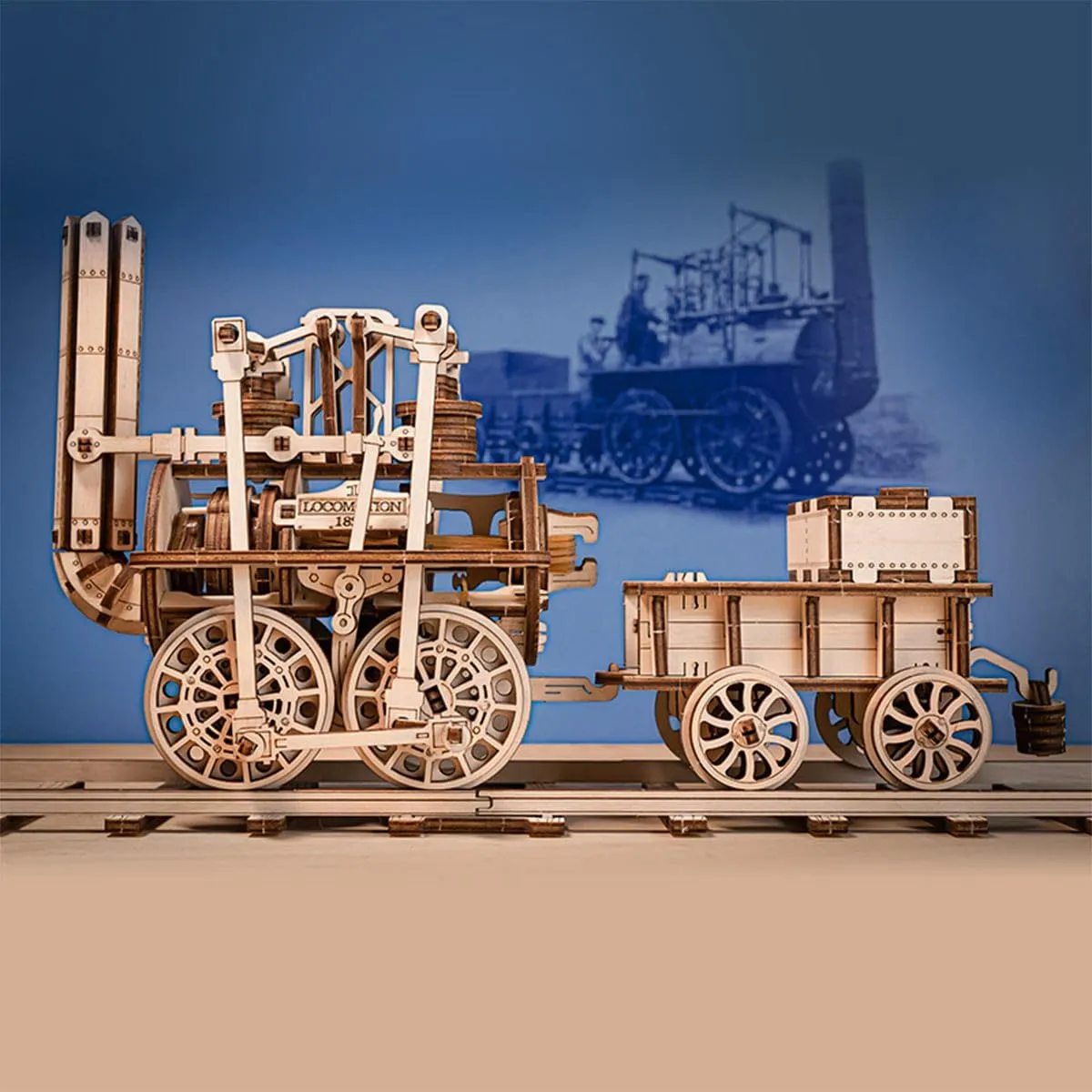3D Steam Train Model Kit, DIY Wood Puzzle Set for Adults & Teens, Educational STEM Toy, Vintage Train Building Project, Collectors Display Model 325PCS