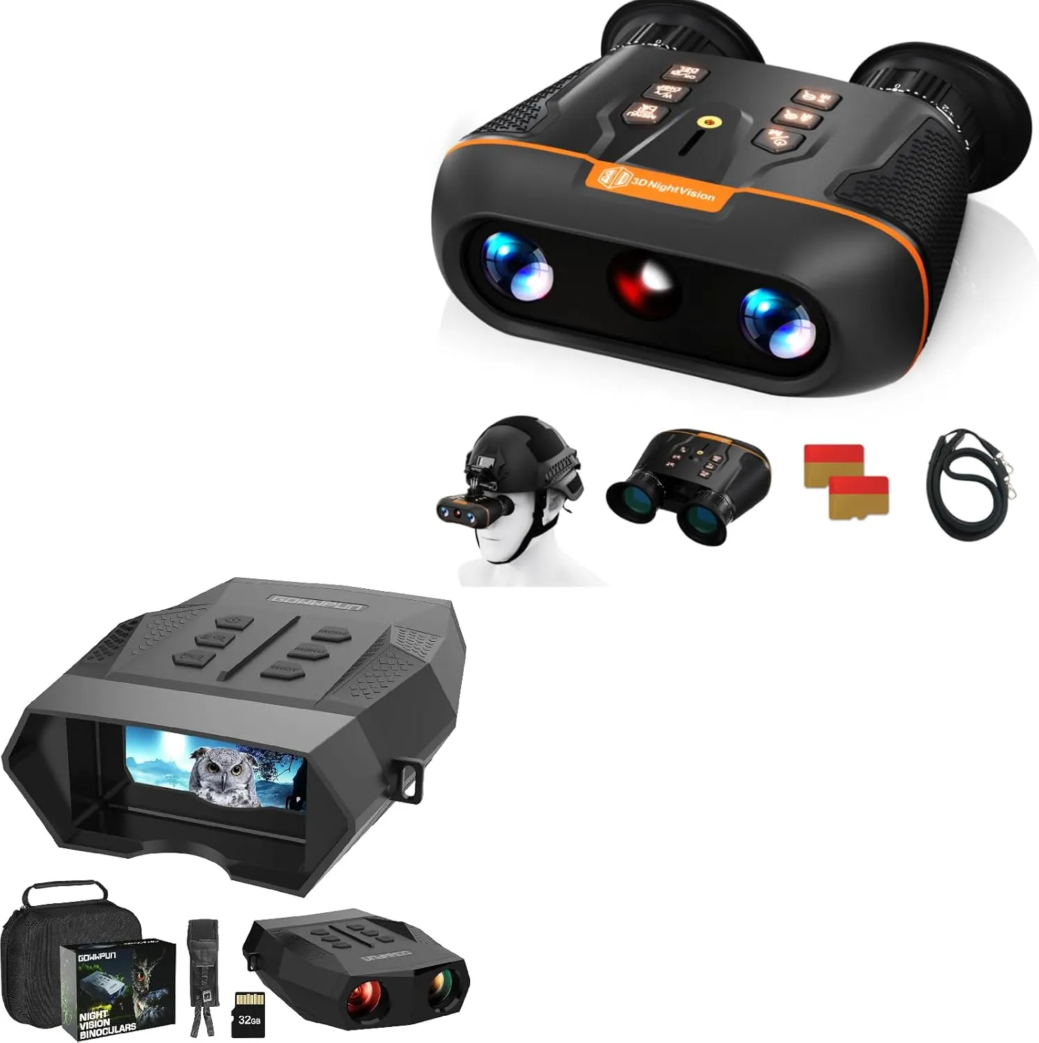3D VR Night Vision Goggles Head Mounted,Wide FOV Rechargeable Binoculars Featuring 8X Magnification Digital Zoom, Digital Infrared Night Vision Binoculars