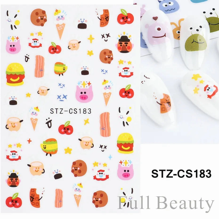 3D Kawaii Dinosaur Nail Stickers Cartoon Anime Animal Self-adhesive Decal Cute Design Sliders Manicure Decoration Accessories
