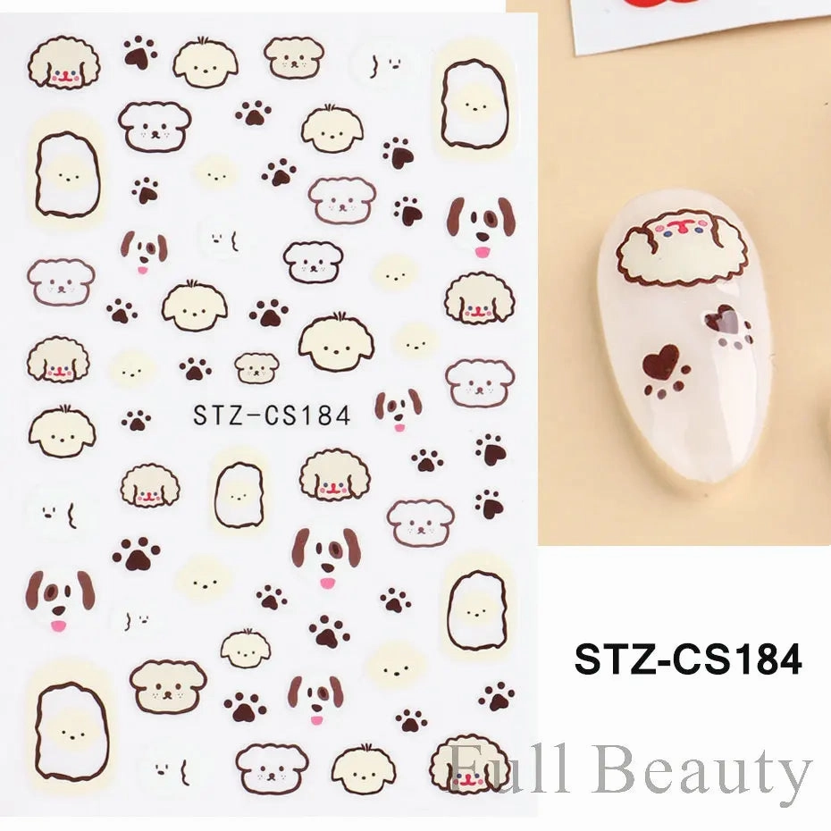 3D Kawaii Dinosaur Nail Stickers Cartoon Anime Animal Self-adhesive Decal Cute Design Sliders Manicure Decoration Accessories