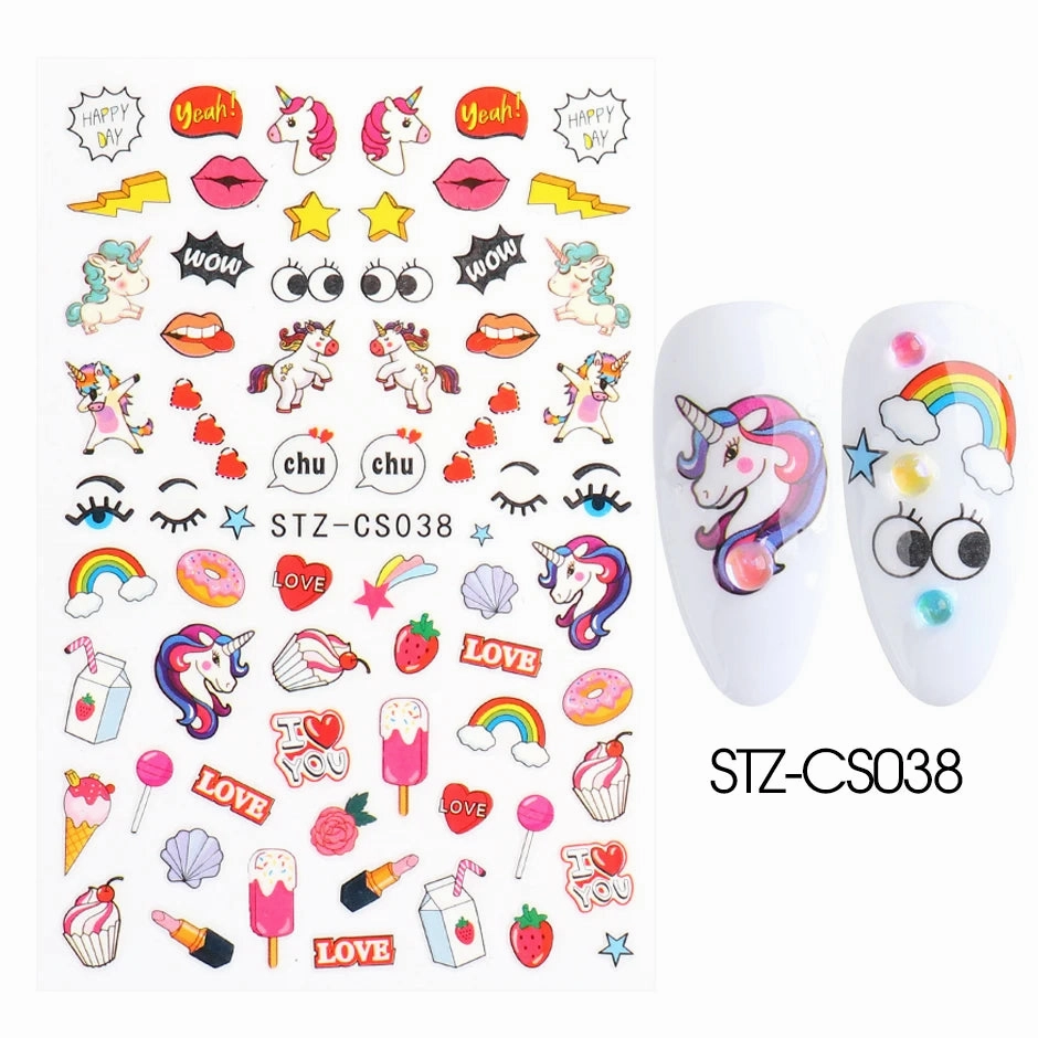 3D Kawaii Dinosaur Nail Stickers Cartoon Anime Animal Self-adhesive Decal Cute Design Sliders Manicure Decoration Accessories