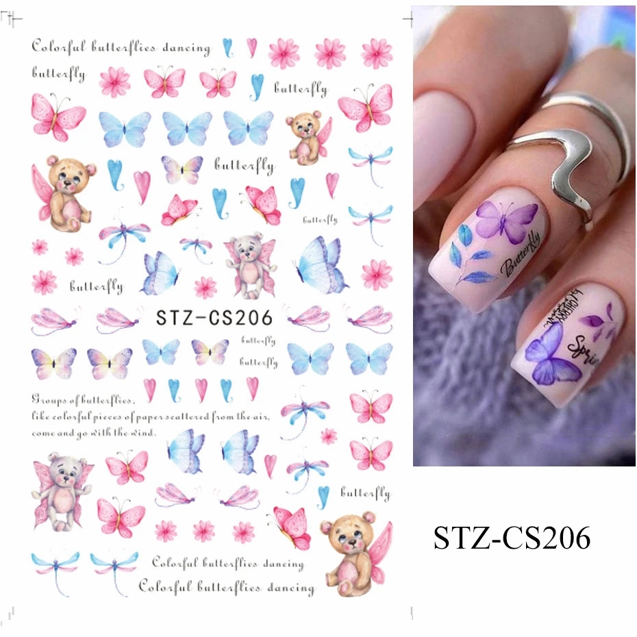 3D Kawaii Dinosaur Nail Stickers Cartoon Anime Animal Self-adhesive Decal Cute Design Sliders Manicure Decoration Accessories