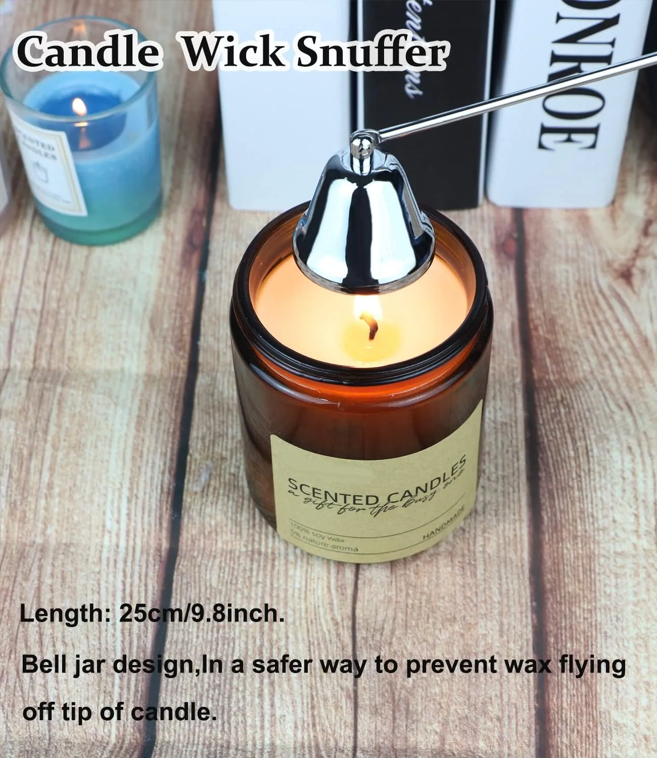4 in 1 Candle Accessory Kits,Candle Snuffer,Candle Wick Cutter Trimmer and Candle Wick Dipper, Rechargeable Candle Lighter with Gift Bag, Candle Care Kit for Gifts Candle Lovers (Silver)