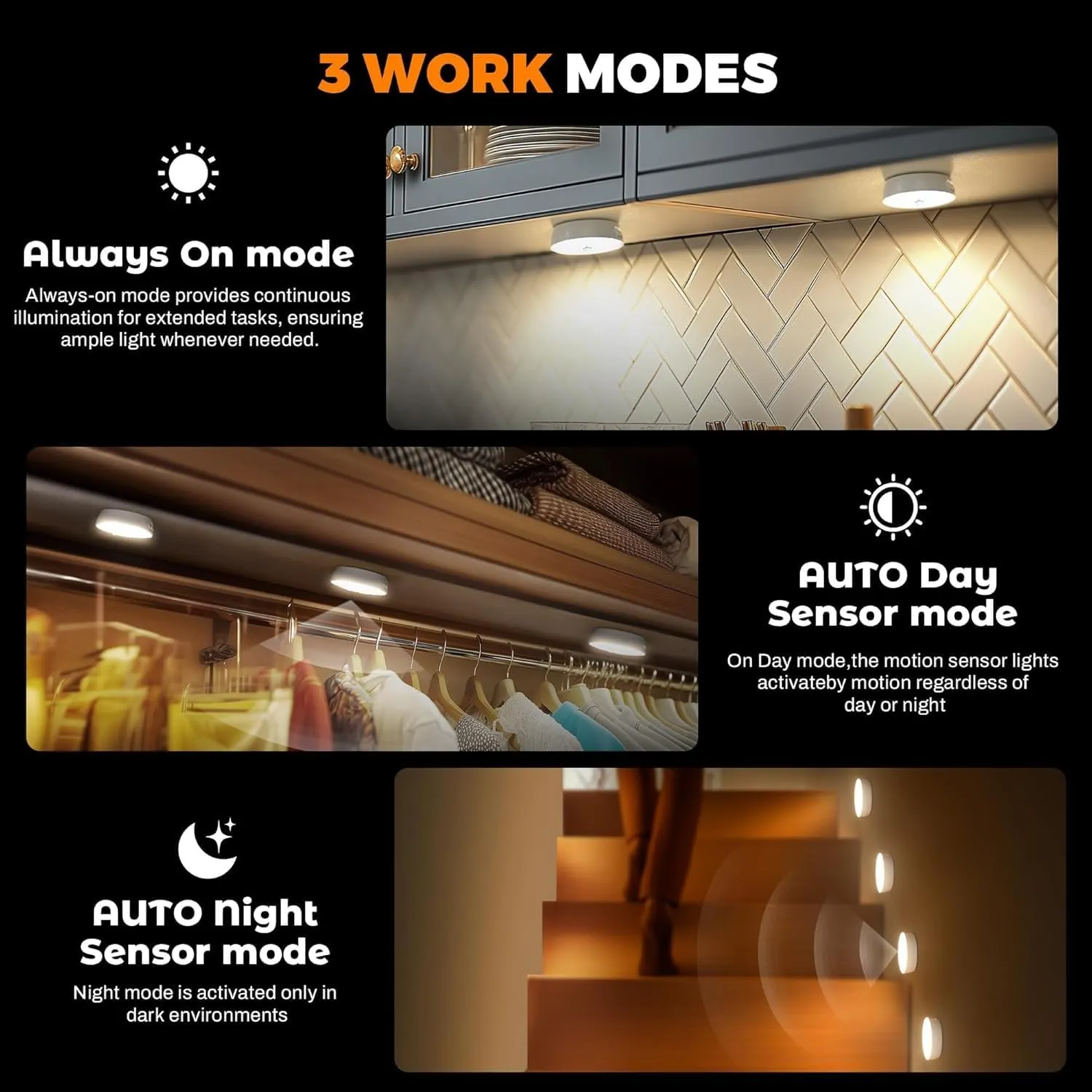 4 Pack Under Cabinet Lights with Charging Station, Rechargeable Under Cabinet Lighting with Remote, 3 Color Temps & 12 RGB, Dimmable Motion Sensor Lights for Kitchen, Pantry and Shelf