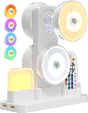 4 Pack Under Cabinet Lights with Charging Station, Rechargeable Under Cabinet Lighting with Remote, 3 Color Temps & 12 RGB, Dimmable Motion Sensor Lights for Kitchen, Pantry and Shelf