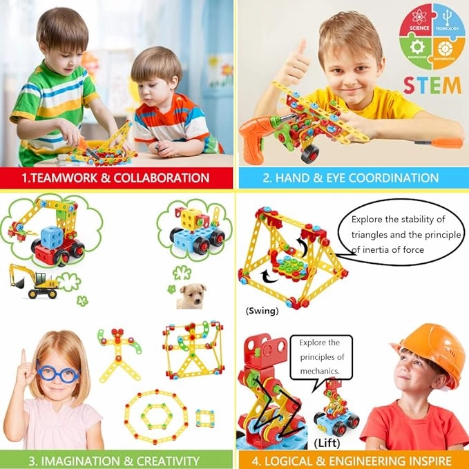 404-Piece STEM Building Kit for Kids Ages 5-8  | Take-Apart Blocks Educational Engineering Toys | Creative Construction Gift for Boys & Girls