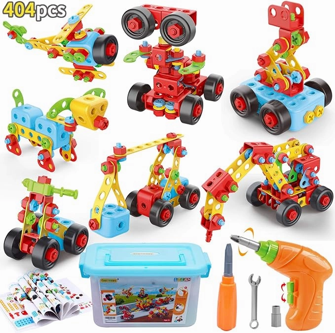 404-Piece STEM Building Kit for Kids Ages 5-8  | Take-Apart Blocks Educational Engineering Toys | Creative Construction Gift for Boys & Girls