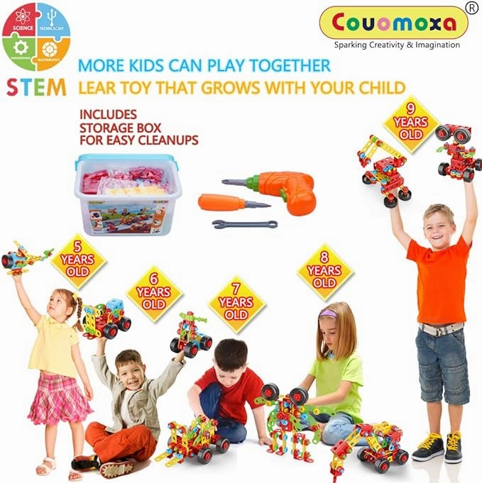 404-Piece STEM Building Kit for Kids Ages 5-8  | Take-Apart Blocks Educational Engineering Toys | Creative Construction Gift for Boys & Girls
