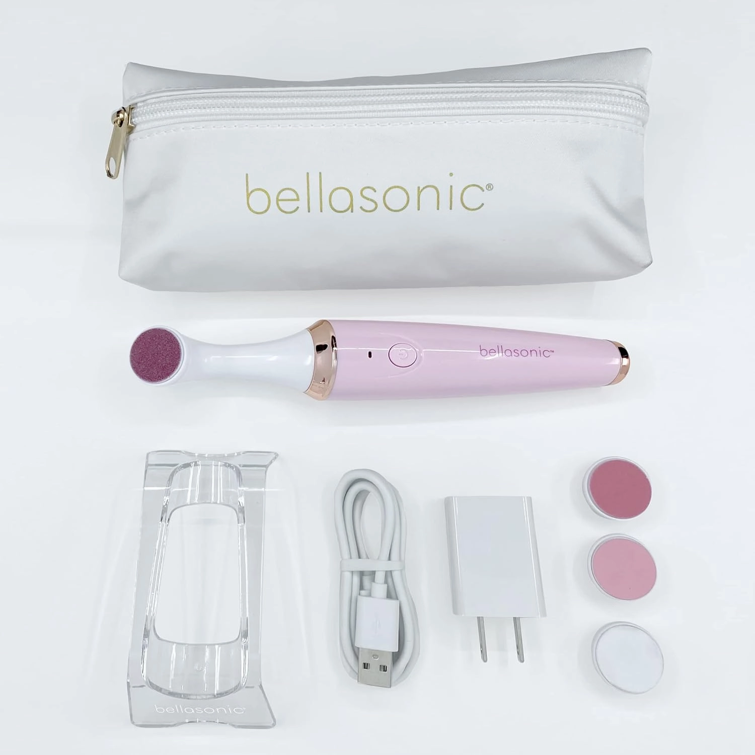 4-in-1 Rechargeable Electric Nail File Set with Travel Pouch – Unique Oscillating Head – Shape, Smooth, Buff & Shine Nails – Remove Cuticles & Calluses (Pink/Pink Metallic)