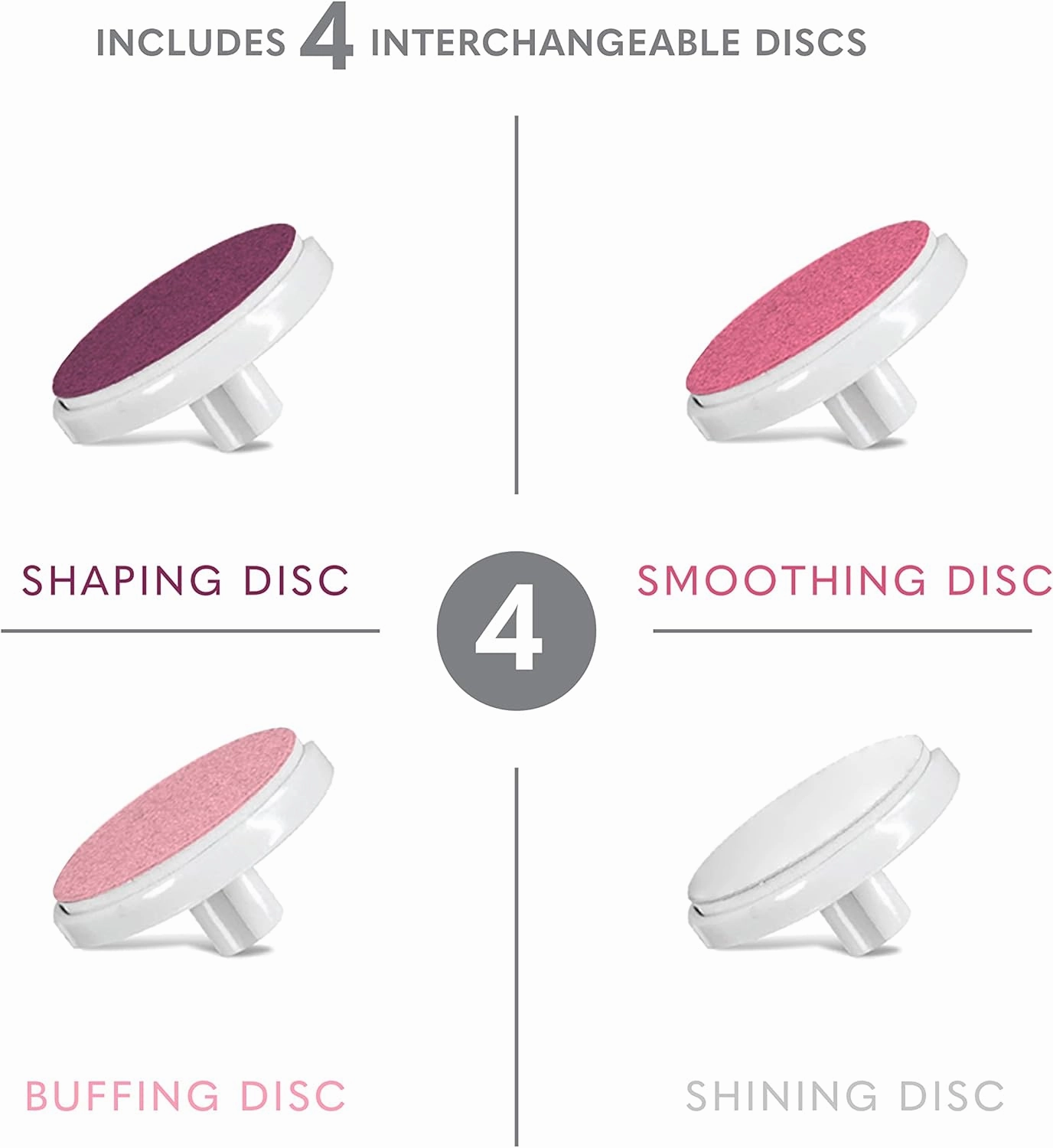 4-in-1 Rechargeable Electric Nail File Set with Travel Pouch – Unique Oscillating Head – Shape, Smooth, Buff & Shine Nails – Remove Cuticles & Calluses (Pink/Pink Metallic)