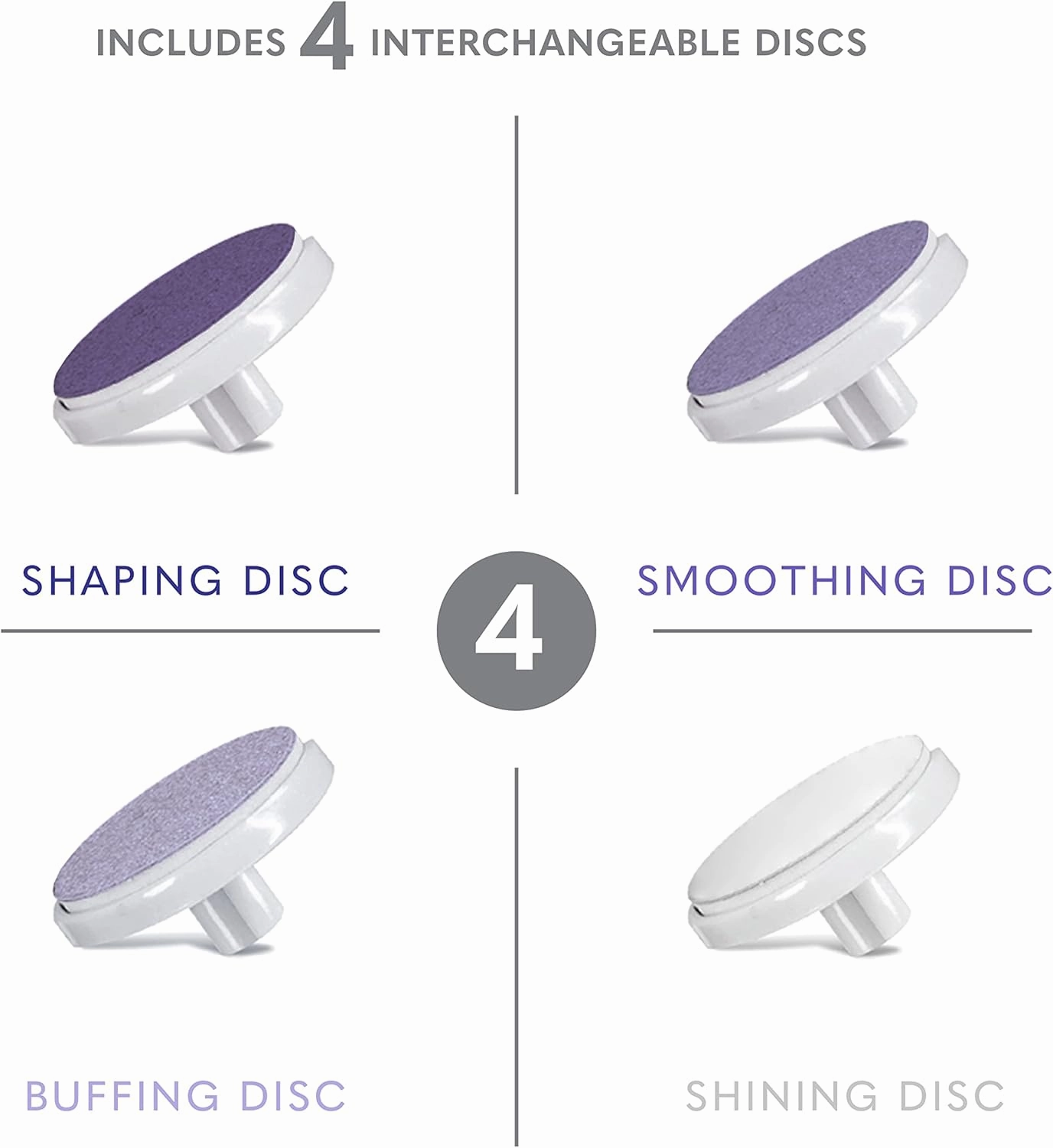 4-in-1 Rechargeable Electric Nail File Set with Travel Pouch – Unique Oscillating Head – Shape, Smooth, Buff & Shine Nails – Remove Cuticles & Calluses (Purple/Purple Metallic)