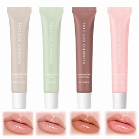 4 PCS Summer Lip Butter Balm Glossy Butter Balm Set,Instant Moisture and Hydration Lip Gloss,Long-lasting Hydrating Non-Sticky Lip Balm,Soften Dry Lips and Lip Care