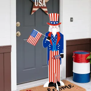 4ft Large Patriotic Porch Decor, Americana Uncle Sam Cardboard Cutouts, Patriotic Cardboard Standup Decor, Freestanding Porch Sign
