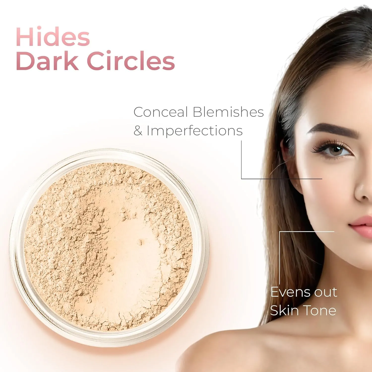 4pc (LIGHT) KIT w/KABUKI BRUSH Mineral Makeup Matte Loose Powder Foundation Concealer Blush Long Lasting Bare Face Cosmetics
