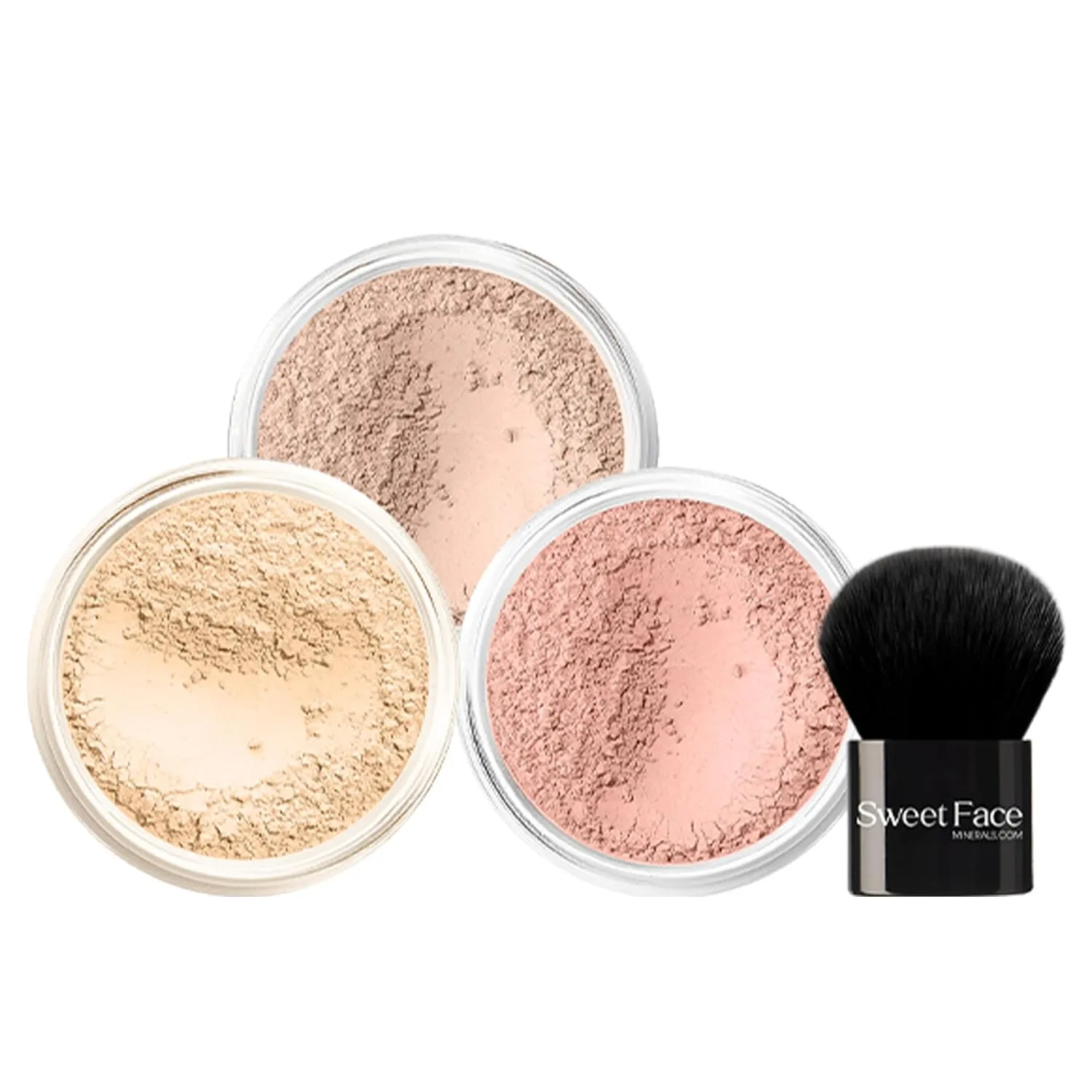 4pc (LIGHT) KIT w/KABUKI BRUSH Mineral Makeup Matte Loose Powder Foundation Concealer Blush Long Lasting Bare Face Cosmetics