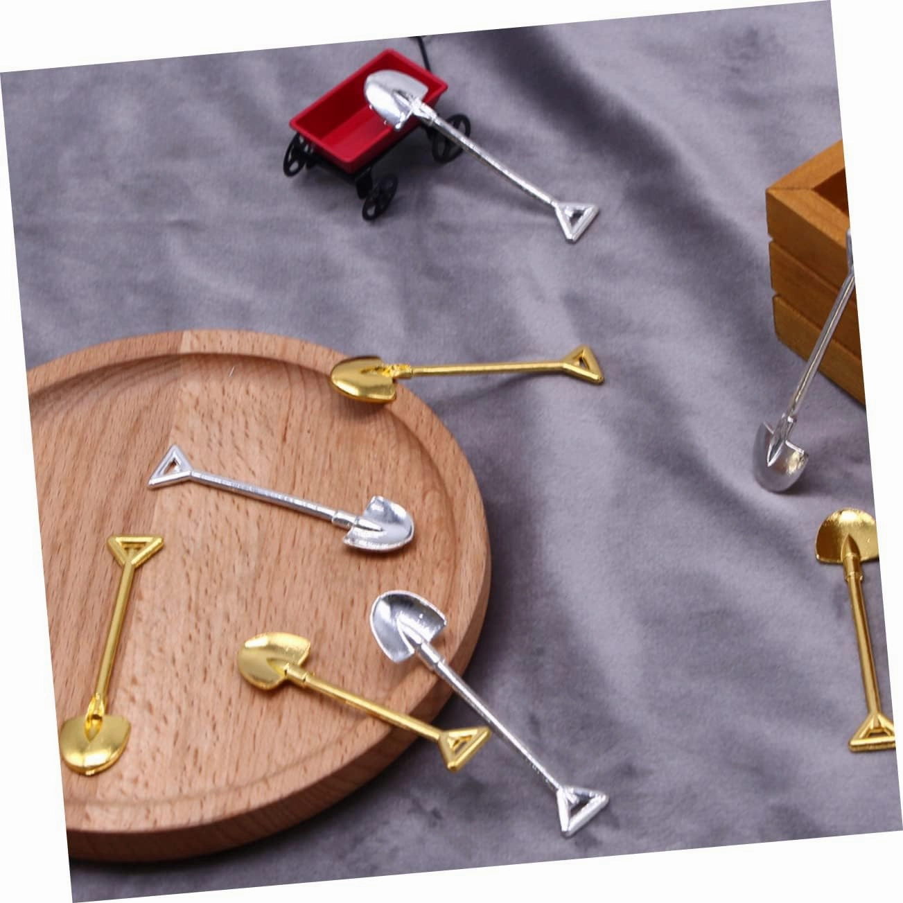 4sets 6pcs Miniature Shovel Adornments Antique Style Mini Gardening Tools for Dollhouse Fairy Garden Decor Enhance Imagination Creativity with Design 6pcs*4