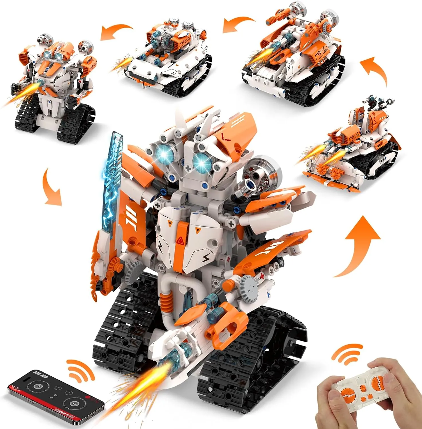 5 in 1 STEM Robot Building Kit, App & Remote Control Robot RC Toy for Kids, 689 Pcs Building Blocks Set, DIY Engineering Robotics Birthday Gift for Boys Girls Age 6 7 8 9 10 11 12 14  Year old