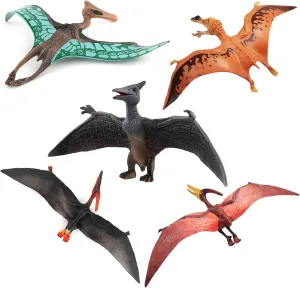5 PCS Realistic Flying Dinosaur Figures Playset Dinosaur Model Pterosaur Model Toy Educational Pteranodon Dino Model Figurines Cognitive Model for 5 6 7 8 Years Old Boys Girls Kid Toddlers