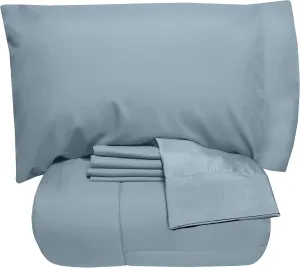 5 Piece King Comforter Set All Season Soft Down Alternative Blanket & Luxurious Cotton Fits Mattress Up to 18" Deep Pocket Bed 4 Piece Sheet Set Blue