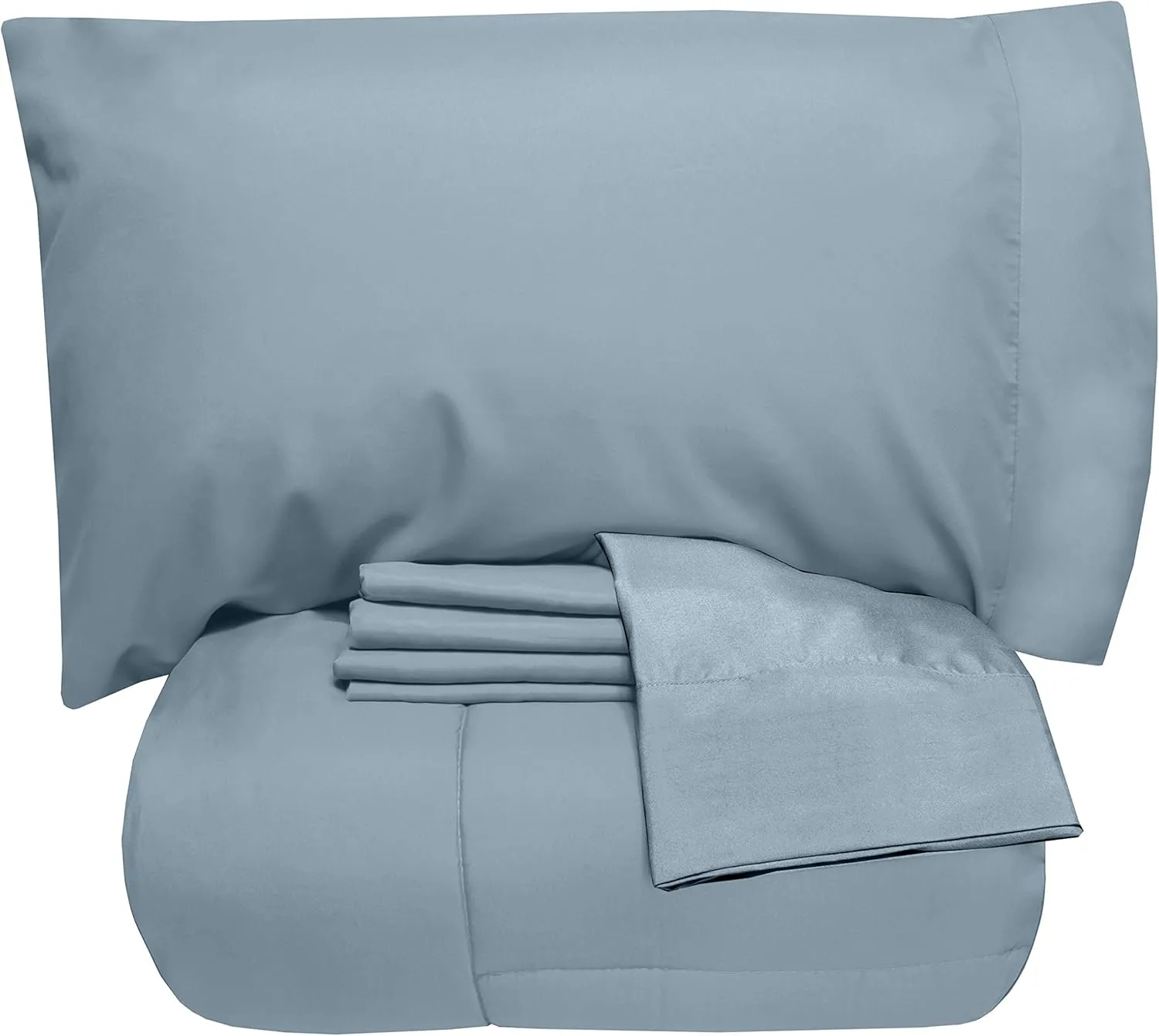 5 Piece King Comforter Set All Season Soft Down Alternative Blanket & Luxurious Cotton Fits Mattress Up to 18" Deep Pocket Bed 4 Piece Sheet Set Blue
