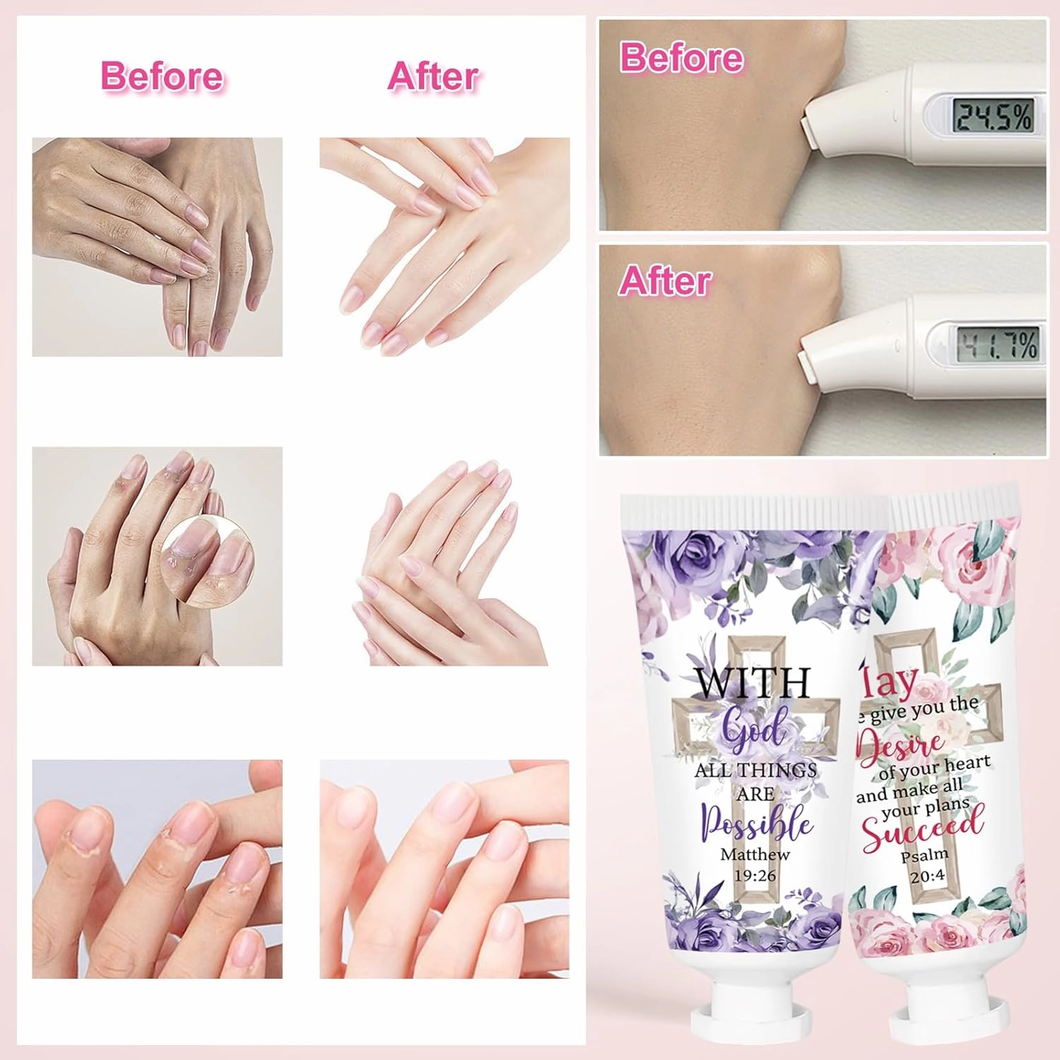 50 Pcs Christian Hand Cream Gifts Bulk Religious Bible Verse Inspirational Figure Hydrating and Soothing Hand Lotion for Wedding Guests Baby Shower Party Favors Supplies