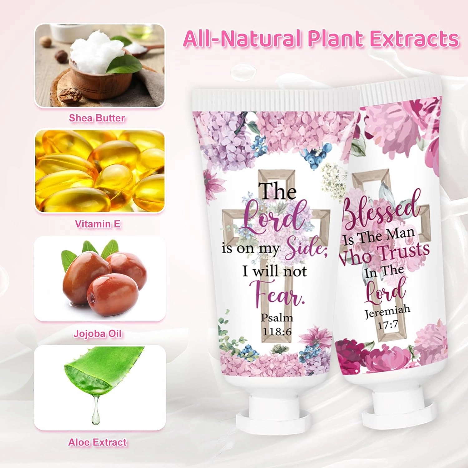 50 Pcs Christian Hand Cream Gifts Bulk Religious Bible Verse Inspirational Figure Hydrating and Soothing Hand Lotion for Wedding Guests Baby Shower Party Favors Supplies