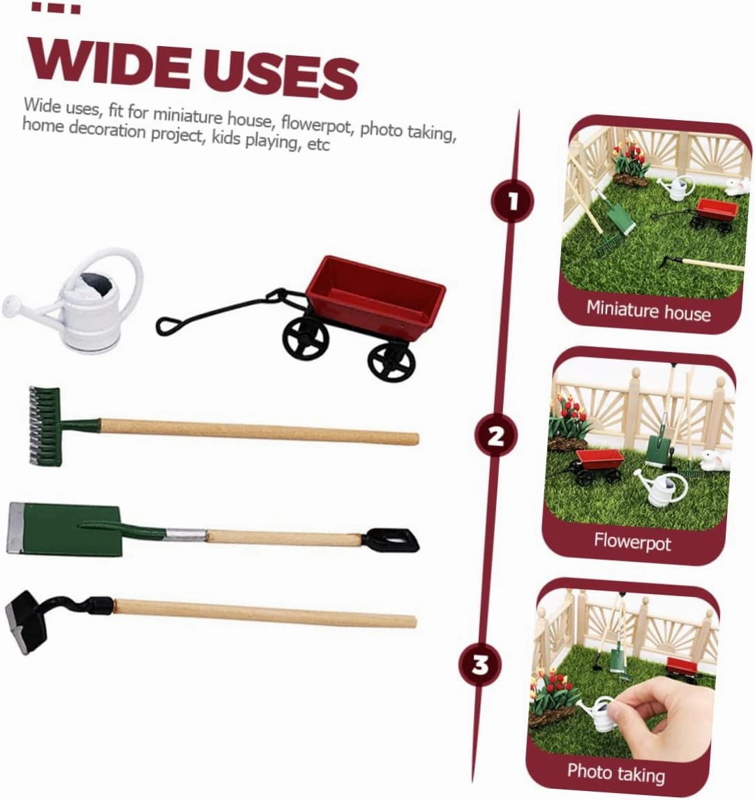 5 Sets Scale Dollhouse Decor for Mini Gardening Tool Kit Safe Materials Enhance Imagination Hands Skills