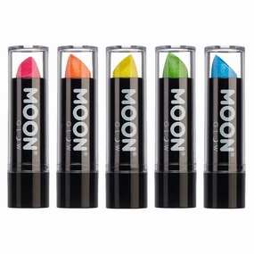5g Neon UV Glitter Lipstick - Set of 5 - Glows brightly under blacklights
