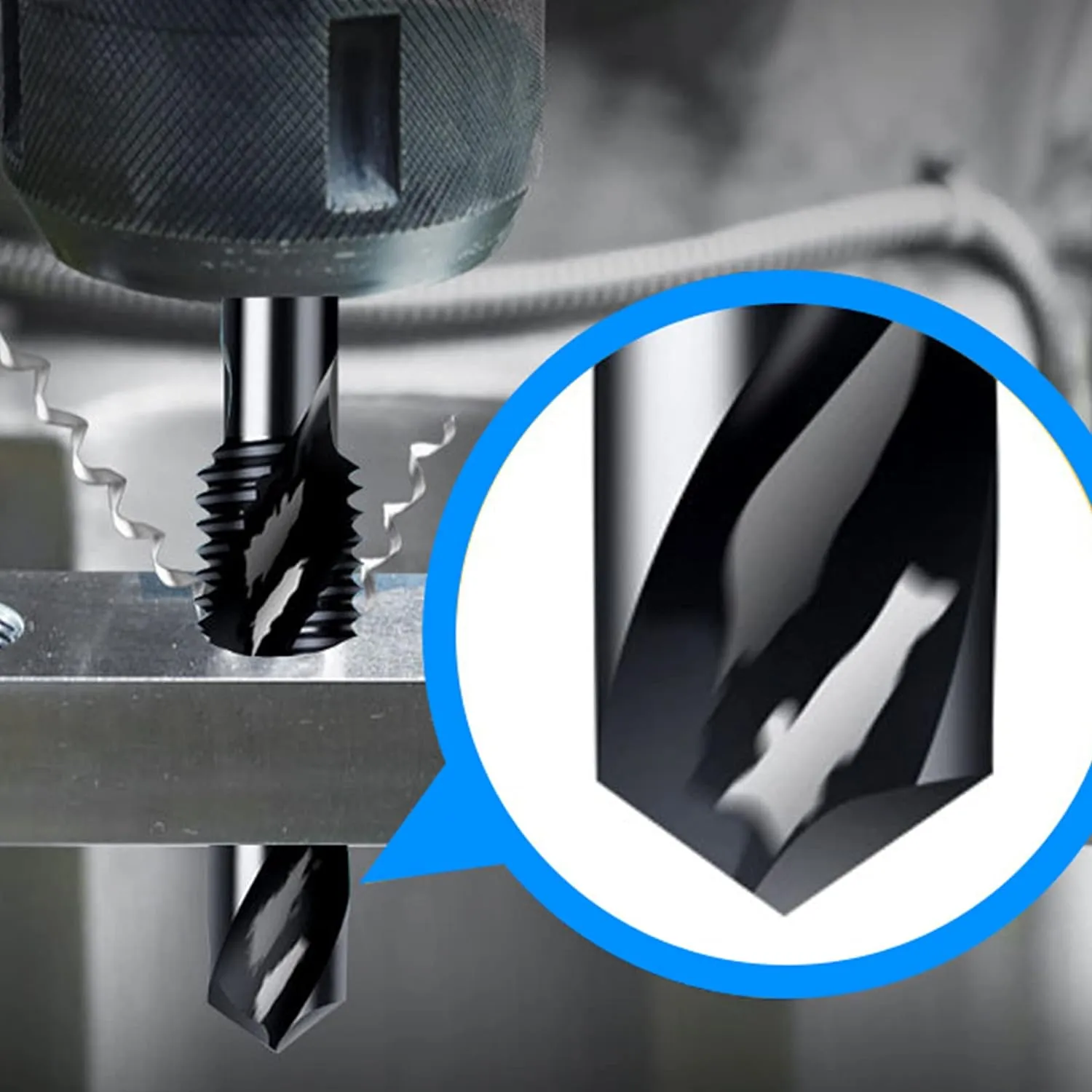 6-Piece 1/4-20NC Combination Drill Tap Bit Set SAE, Made of High-Speed Steel with Anti-Rust Blackened Coating, Ideal for Soft Metal, Wood & Plastic, 1/4” UNC-20 Thread Size, 1/4” Hex Shank