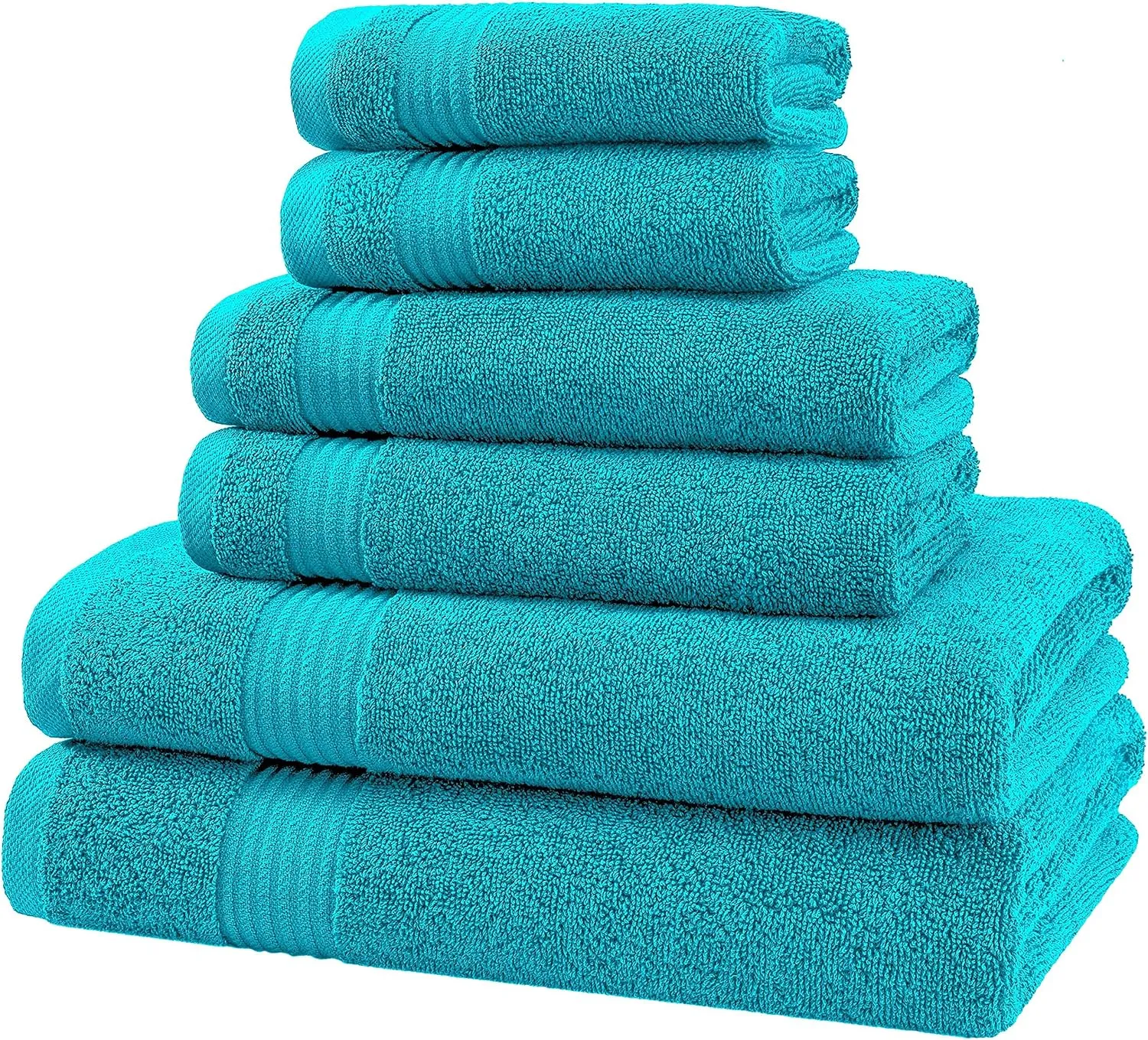 6 Piece Towel Set for Bathroom Clearance Prime, 100% Cotton Turkish Bathroom Towels, 2 Bath Towels 2 Hand Towels 2 Washcloths, Aqua Blue