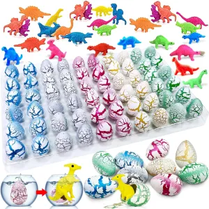 60 Pcs Hatching Dinosaur Eggs Party Favors for Kids Toddlers, Novelty Grow in Water Dino Eggs with Toys Inside Birthday Gifts Goodie Bag Stuffers, Treasure Box Prize for Classroom, Pinata Fillers