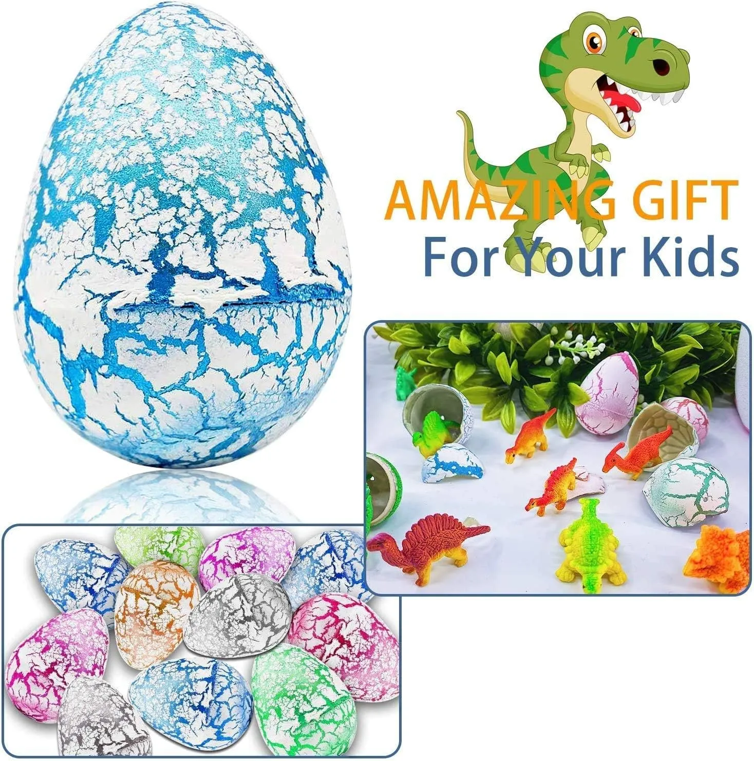 60 Pcs Hatching Dinosaur Eggs Party Favors for Kids Toddlers, Novelty Grow in Water Dino Eggs with Toys Inside Birthday Gifts Goodie Bag Stuffers, Treasure Box Prize for Classroom, Pinata Fillers