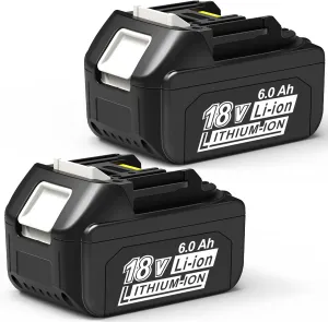 6.0Ah Battery Replacement for Makita 18V Battery Compatible with 18 Volt BL1860B BL1850B BL1840B BL1830B BL1815B Batteries